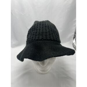 By Anthropologie Black Woven‎ Soft Breathable Fedora Floppy Brimmed Hat Size O/S